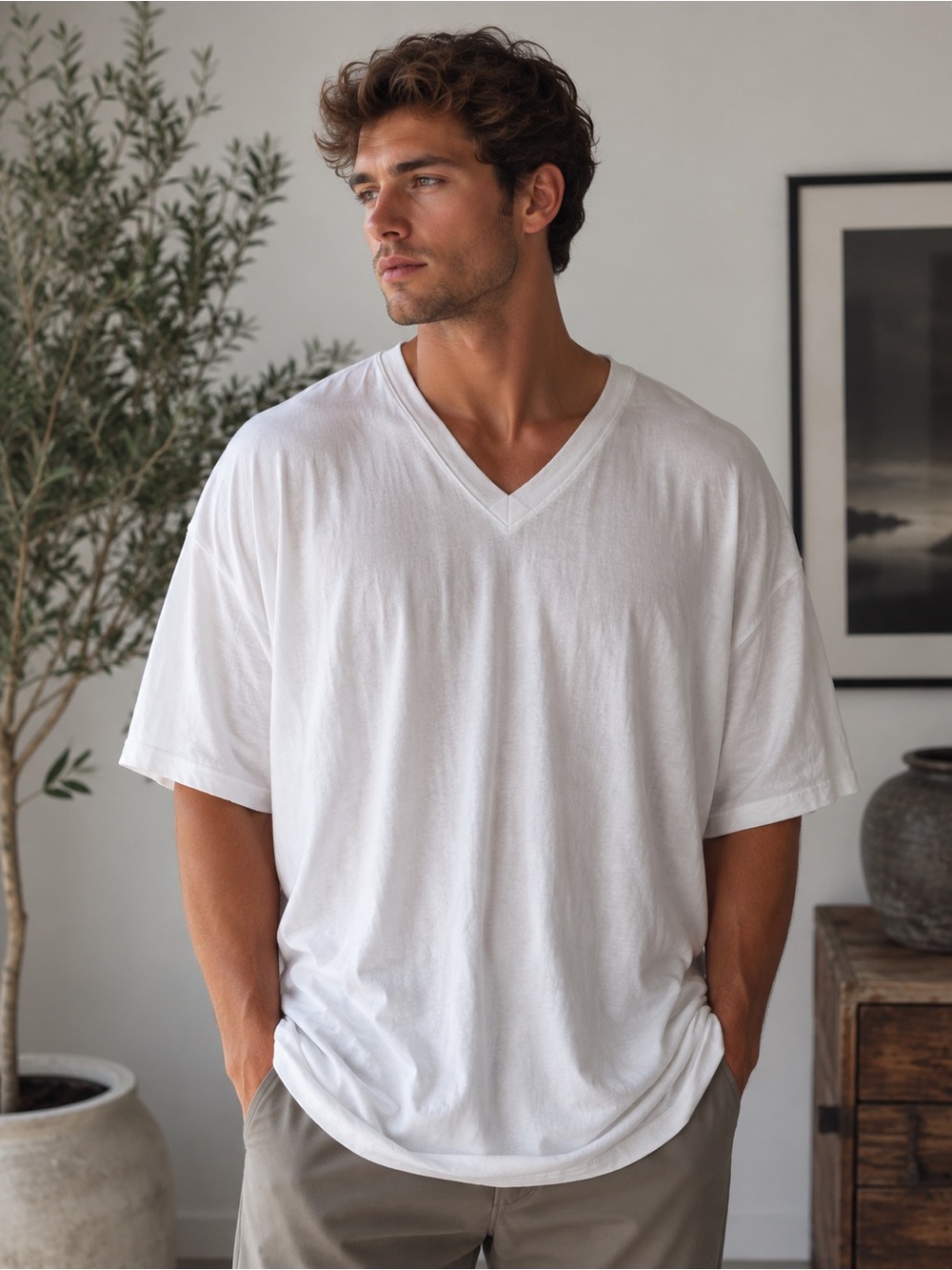 Nordstrom • NWOT Classic Cotton White V-Neck Tee
